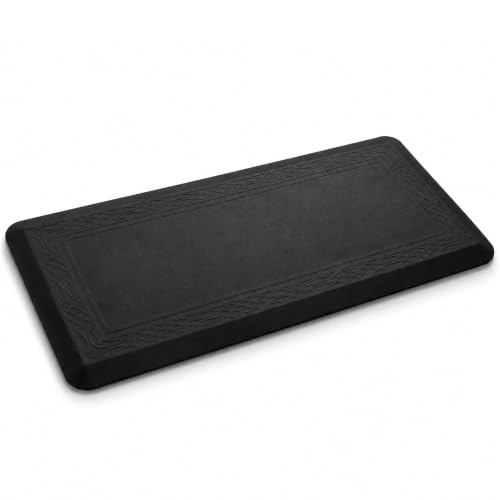 Anti-Fatigue Kitchen Mat 24x60 Inches - Waterproof Non-Slip Standing Desk Runner - Bordeaux Black, Extra Support