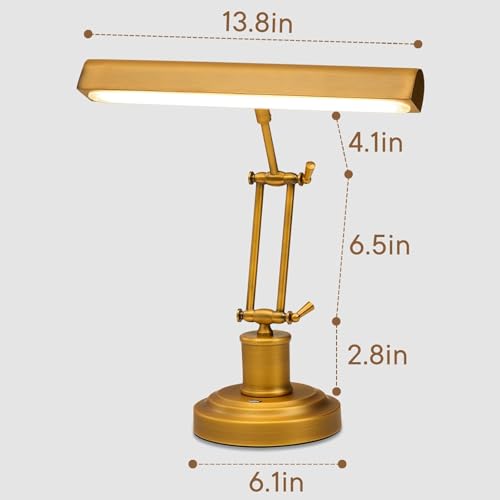 Vintage Gold Brass Finish Piano Lamp - Adjustable Desk Light for Music Stands