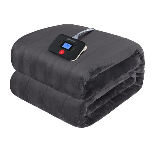 Westinghouse Full Size Electric Blanket Charcoal 80 x 84 with Overheat Protection