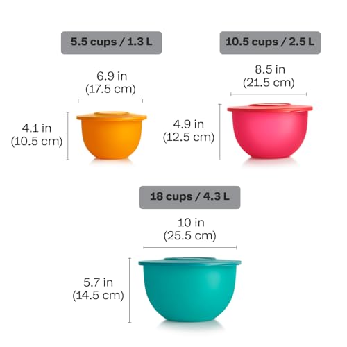 Tupperware Impressions Bowl Set - Classic 3 Food Storage Containers, BPA-Free & Dishwasher Safe