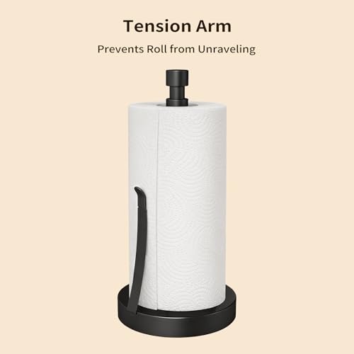 YUMORE Black Heavy Duty Paper Towel Holder with Weighted Base - 4.2lbs Kitchen Countertop Dispenser