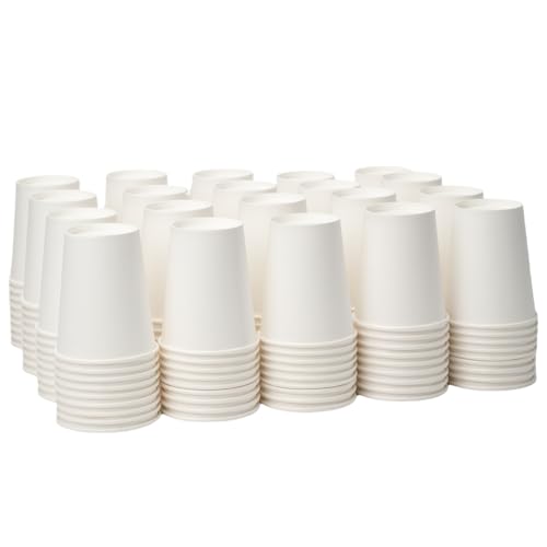 White Disposable Paper Coffee Cups 8 oz Pack of 1000 - Leak-Proof & Stackable