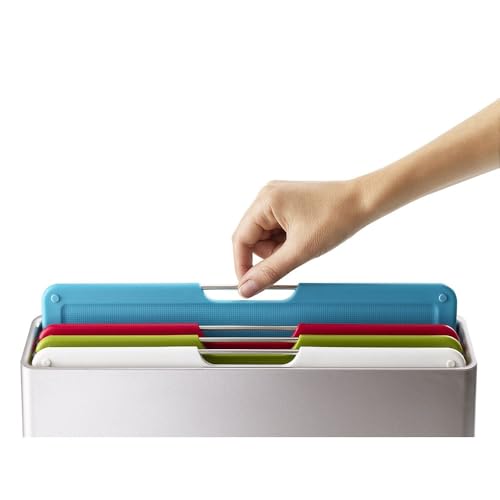 Joseph Joseph Folio Colour Coded 4-Piece Cutting Board Set with Storage Case - Sage Green / Silver / 14.1"L