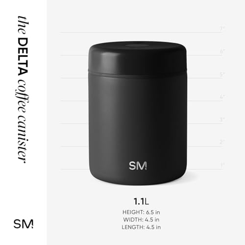 Simple Modern Delta 1.1L Airtight Coffee Canister Midnight Black | Vacuum Seal Container for Coffee & Tea