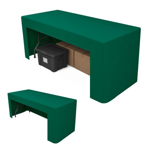 2 Pack Open Back Fitted Tablecloth for 6 Ft Table – Green, 30x72 in