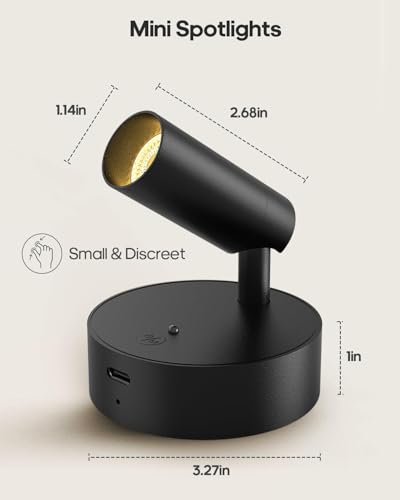 Rechargeable Indoor Spotlight with Remote - Black, 3000mAh, 3 Color Temperatures