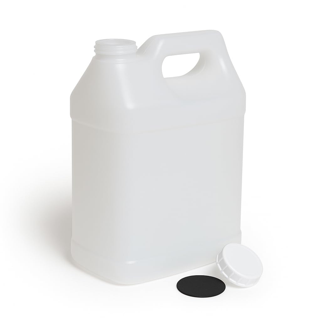 FastRack 2.5 Gallon Water Jug (Pack of 4) w/ 1 Black Rubber Cap Gripper | Reusable Plastic Jug with lid for Liquids | Heavy-Duty Water Container for Storage, Camping | BPA-Free Gallon Jugs with Lids