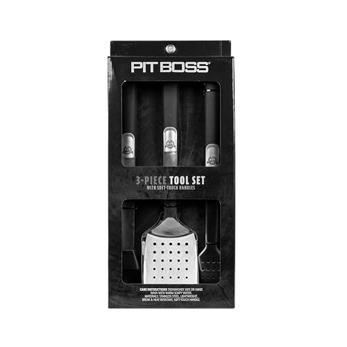 Stainless Steel 3-Piece Grill Tool Set with Soft Touch Handles, Tongs, Spatula & Basting Brush
