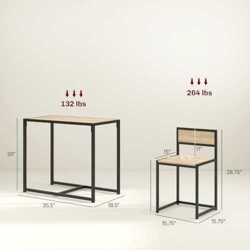 HOMCOM Oak Small Dining Table Set for 2 - Compact Kitchen & Dining Furniture
