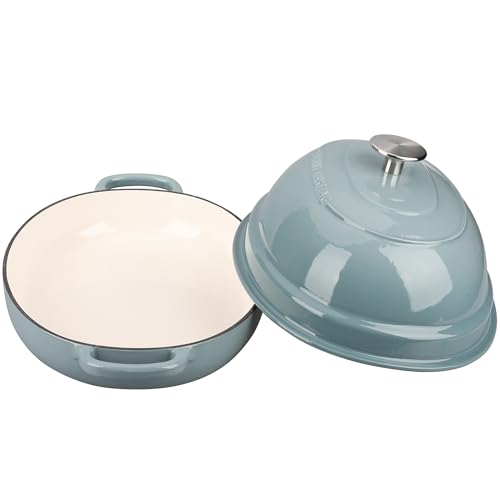 Enameled Cast Iron Dutch Oven 6QT Oval Bread Pot with Lid - Seasalt