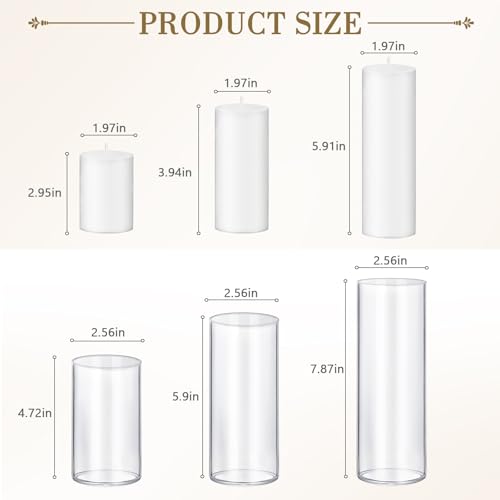 Homjoy 24 pcs Ivory White Pillar Candles with Glass Candle Holders - Elegant Wedding & Home Decor Set