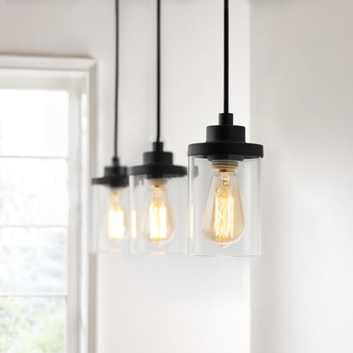 Mirrea Black H-Type Track Lighting Pendants, Adjustable 3-Pack - E26 Compatible