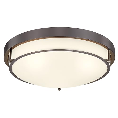 Cargifak 16 Inch Modern Flush Mount Ceiling Light with Frosted Glass and Oil Rubbed Bronze Finish - Variation: Oil-Rubbed Bronze 1 / 16 Inch