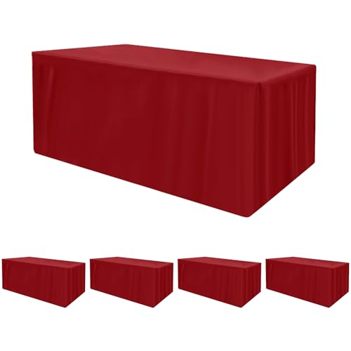 HolidayIdeas 4-Pack Red Fitted Tablecloth for 6ft Tables 72x30in