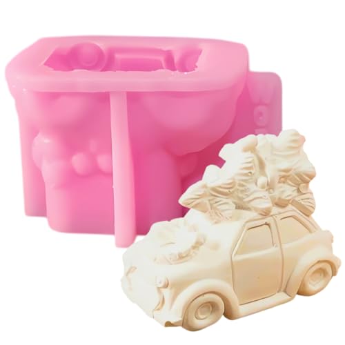 XMOX Car & Tree Silicone Mold for Candle, Soap & Resin Craft, Xmas Decor