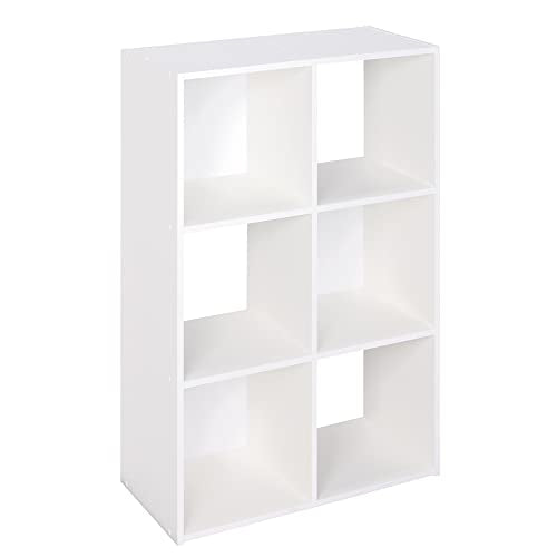 White 6-Cube Storage Shelf Organizer - Stackable Cube Organizer for Closet, Bookshelf, and Home Storage