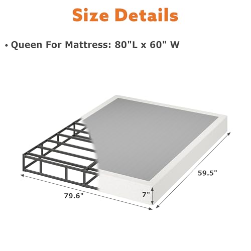 7 Inch Queen Box Spring - Heavy Duty Steel Bed Support with Fabric Cover - Variation of THIS listing