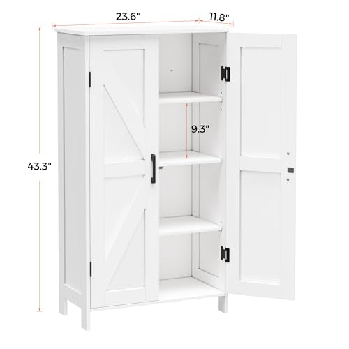 Homleke 43.3" H Farmhouse Bathroom Storage Cabinet with Adjustable Shelves