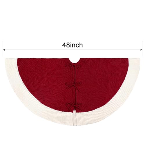 LimBridge Knit Christmas Tree Skirt - 48 Inch Rustic Holiday Decor