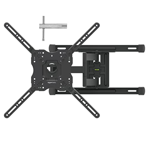 Amazon Basics Full Motion Articulating TV Wall Mount for 32-86 Inch Screens, Horizontal Post Leveling, Black