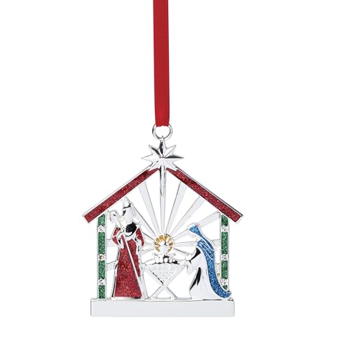 Lenox Nativity Ornament - Christmas Hanging Silverplate Charm