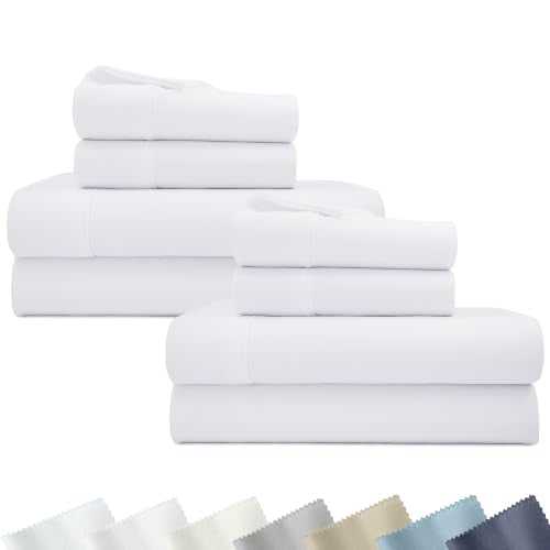 Queen 2-Pack Cotton Sateen Bed Sheets Set - White, Deep Pockets, 400 TC - Variation 01 White / Queen / 2 Sets
