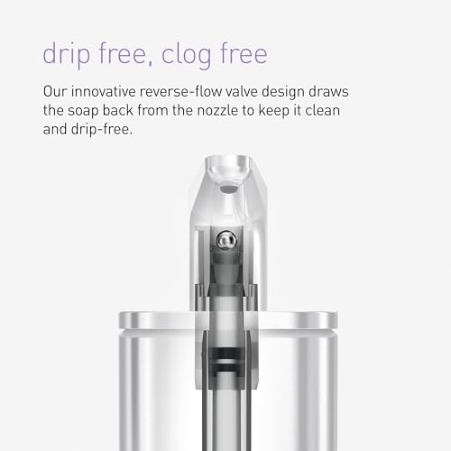 simplehuman Pulse Pump Soap Dispenser 10 oz Brushed Stainless Steel – No-Drip Refillable Kitchen & Bathroom