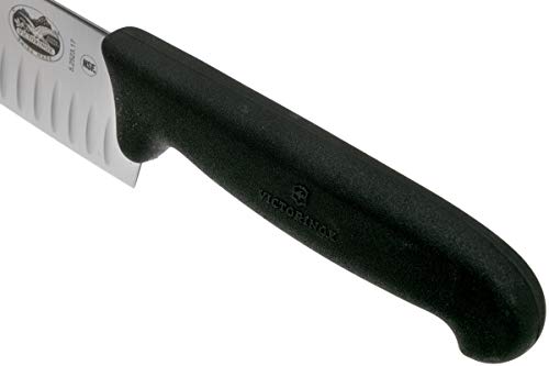Victorinox 7-Inch Santoku Knife with Granton Blade - Black