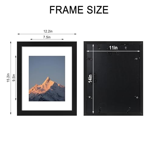 SZYUU Black 11x14 Inch Picture Frame Set of 4 with Real Glass Wall Mount