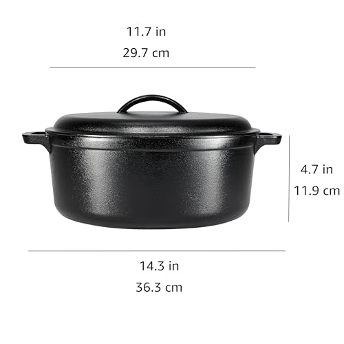 7-Quart Pre-Seasoned Cast Iron Dutch Oven with Lid & Dual Handles