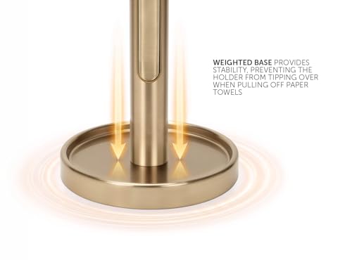 Countertop Paper Towel Holder with Heavy Duty Steel Stand & Non-Slip Base - Warm Gold