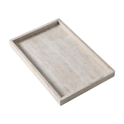 Natural Travertine Rectangular Serving Tray 15x10 Inches for Decor & Food