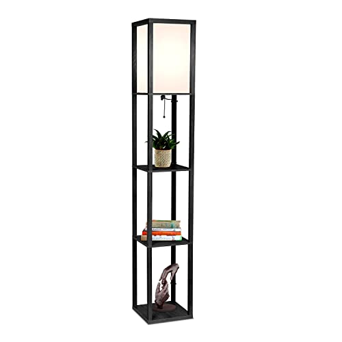 Brightech Maxwell Black Floor Shelf Lamp with LED Bulb, Corner Display & Smart Compatibility