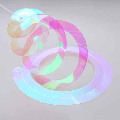 Iridescent White Swirl Hanging Decorations, Shimmer Plastic Streamer for Ceiling, Party Supplies for Birthday Graduation Bachelorette Wedding Baby Shower Graduation Christmas New Year