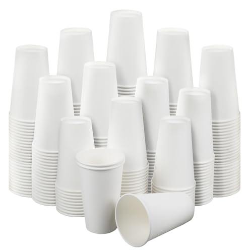 16oz Paper Cups Pack of 300 Disposable Cold & Hot Drink Cups - White, Leakproof