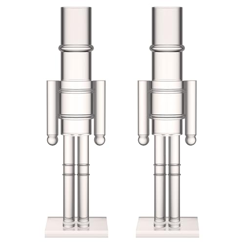 Thyle 2 Pack Clear 12 Inch Christmas Acrylic Nutcrackers (Nutcracker Set)