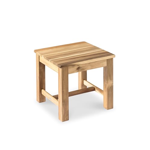 12-Inch Wooden Step Stool - Small Bathroom & Kitchen Stool in White Oak