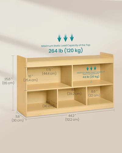 SONGMICS Kids' Toy Storage Shelf Beech Beige Montessori Design, 5 Compartments