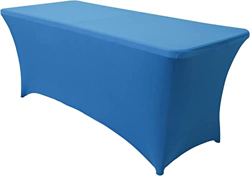 Obstal 4ft Stretch Spandex Table Cover for Standard Folding Tables - Universal Rectangular Fitted Tablecloth Protector for Wedding, Banquet and Party,Aqua