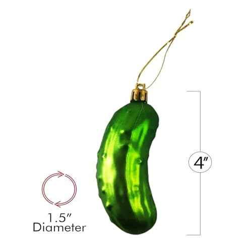 NJN 4Pcs Christmas Pickle Ornament, Shatterproof Plastic Ornaments for Christmas Tree, Traditional German Xmas Decoration