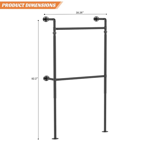Industrial Pipe Clothing Rack - Reversible 3.5FT Black Garment Stand