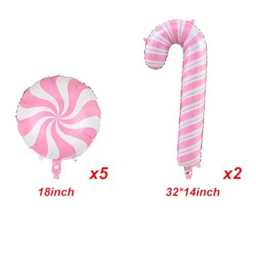 Christmas Balloons Decorations - Gingerbread Balloons Pink Candy Cane Balloon Gingerbread Man Foil Balloons for Winter Themed Christmas Party Decor Supplies