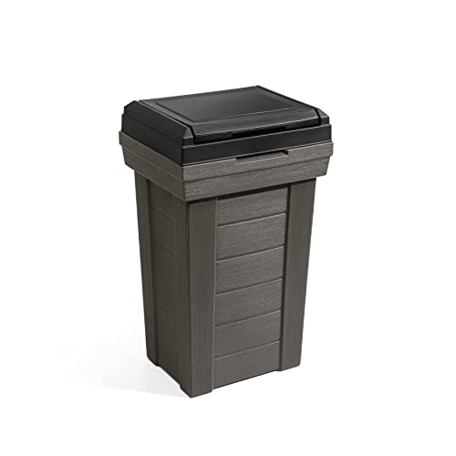 Large Indoor/Outdoor Wood-Look Garbage Can with Lid - 30 Gallon Capacity