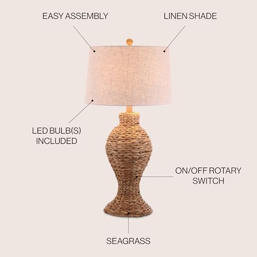 Jonathan Y Elicia Farmhouse Water Hyacinth Table Lamp Natural 31"