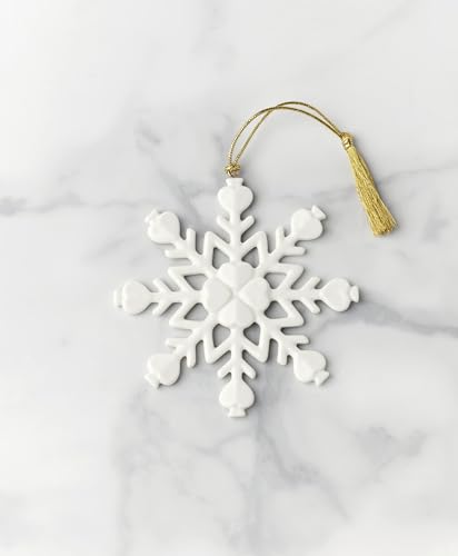 Kate Spade New York Be Jolly Snowflake Christmas Hanging Ornament - Porcelain Holiday Decor