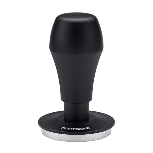 Normcore 58.5mm Coffee Tamper V4.1 with Click Sound Feedback, Spring Loaded Flat Base - Black