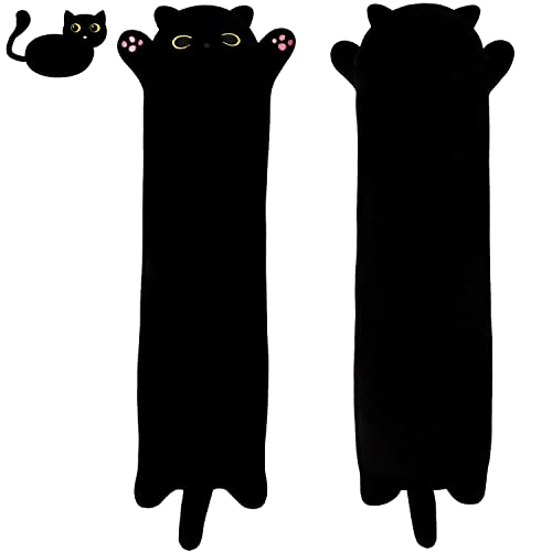 Black Cat Plush Toy Soft Long Cat Pillow Plushies Doll Stuffed Animal Plush Body Pillow Black Sesame Meowchi Sofa Throw Pillow Decoration Gift for Kids Girl, 50cm/19.7inch