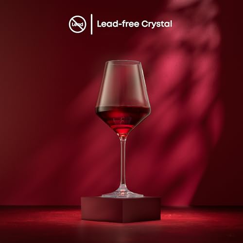 Red Wine Glasses Set of 4 - Italian Crystal Stemware for Cabernet, Merlot & Pinot Noir – 17 oz, Elegant & Durable