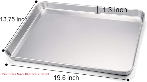 TeamFar 20x14-Inch Stainless Steel Baking Sheet Set – Heavy Duty Cookie Pans, Non-Toxic, Dishwasher Safe
