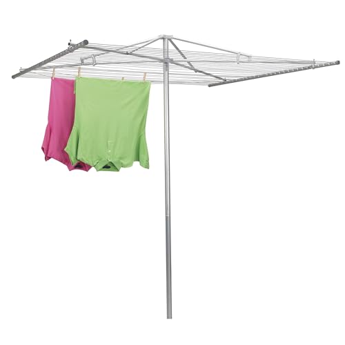 Outdoor Umbrella Drying Rack with 30 Vinyl Lines - 72 x 62 Inches, Steel, Rotating Top